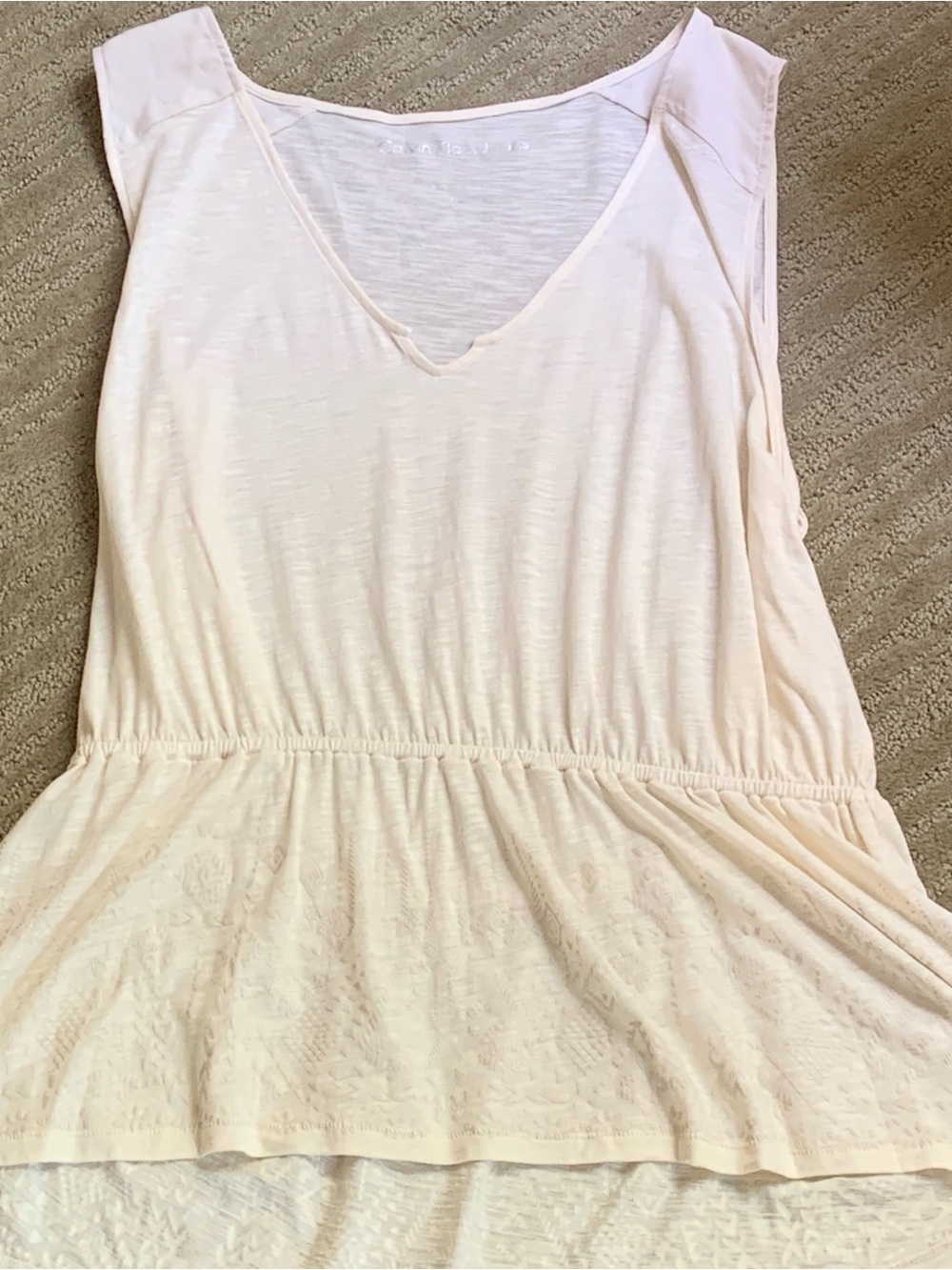 Calvin Klein V-Neck Cotton Slub Top, Peplum